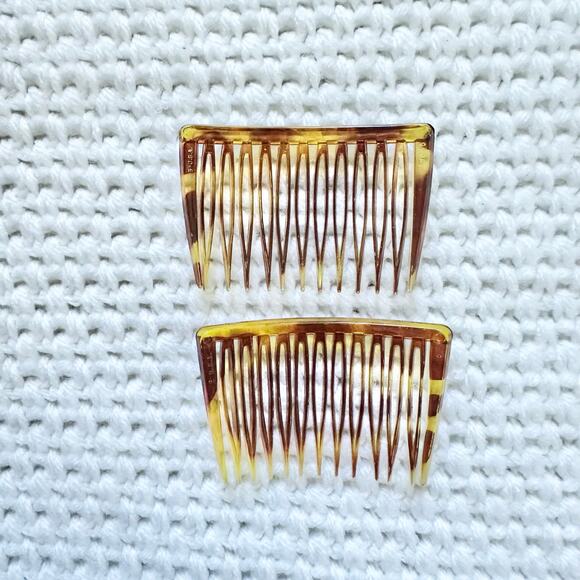 Goody Vintage USA Made Dark Brown Tortoise Cream Side Hair Combs Set 6 3 Pairs - Picture 4 of 14